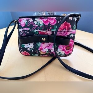 Juicy Couture Black Floral Bow Crossbody Bag
